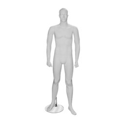 Male Mannequin with Molded Hair – Matte White