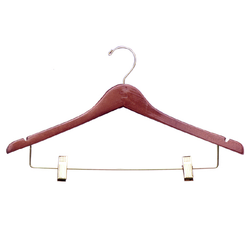 17″ Wood Suit Hanger with Clips -H300 Series 7