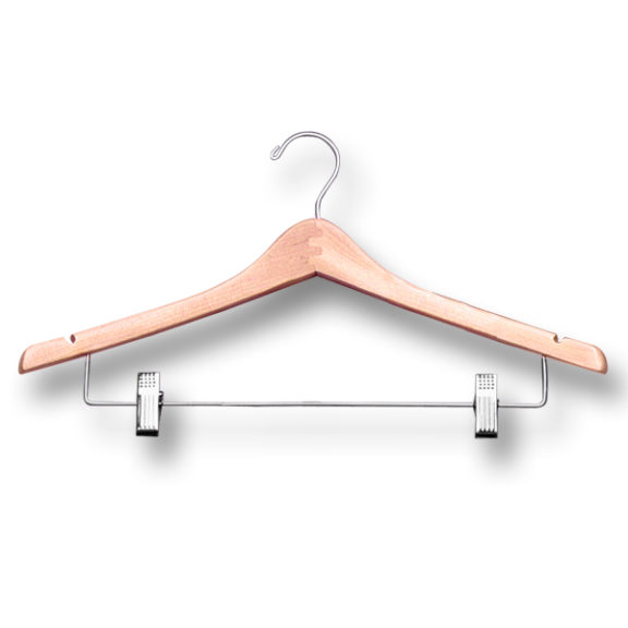 17″ Wood Suit Hanger with Clips -H300 Series 8