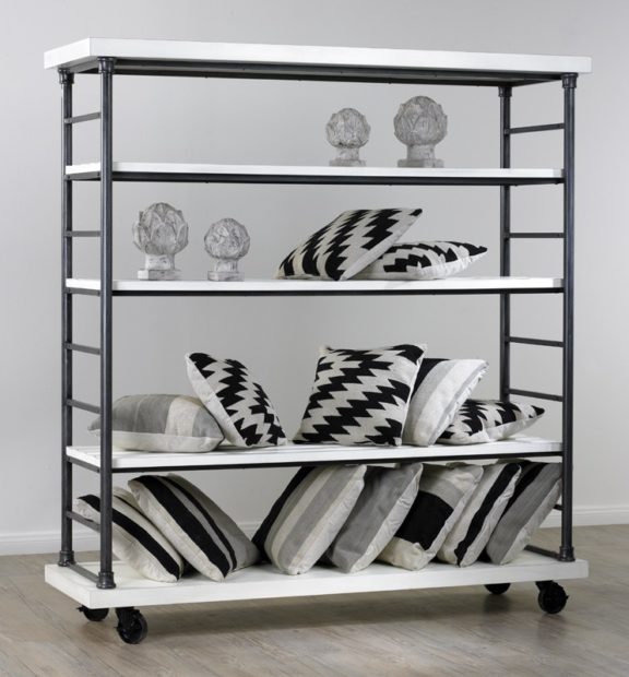 Rolling Shelving Unit-Distressed White 5