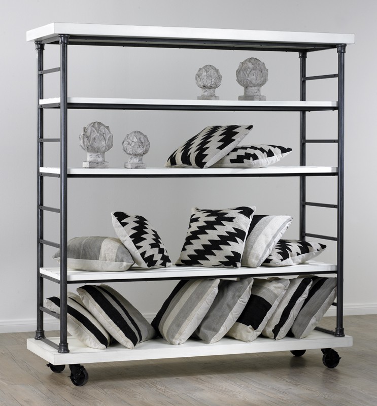 Rolling Shelving Unit-Distressed White 4