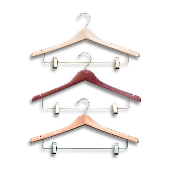 17″ Wood Suit Hanger with Clips -H300 Series 5