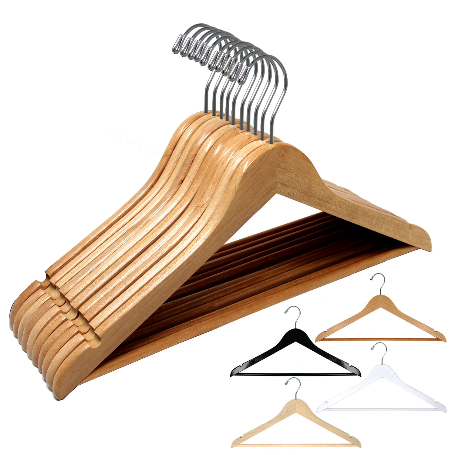 17″ Wood Top Hanger with Pant Bar-HW02 Series 4
