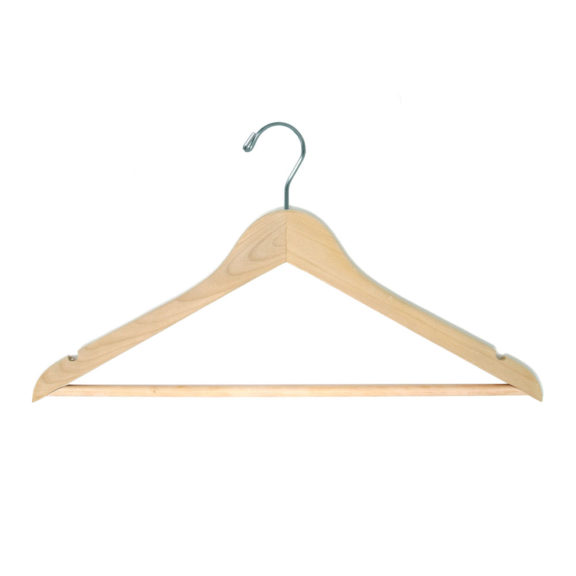 17″ Wood Top Hanger with Pant Bar-HW02 Series 7