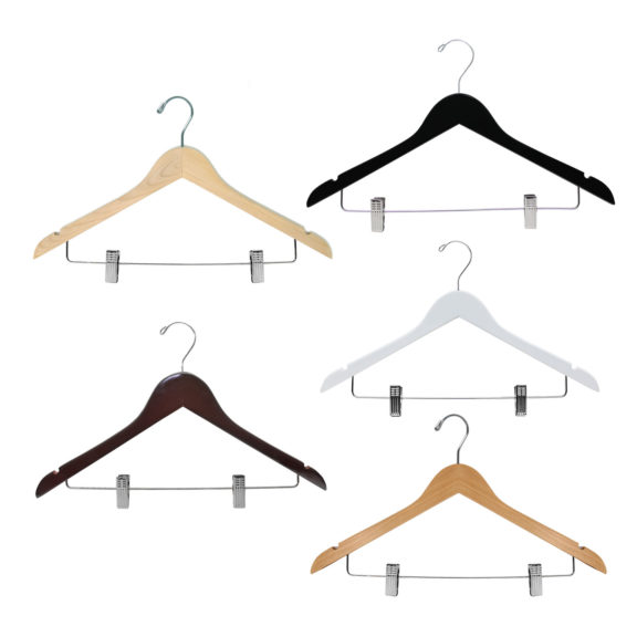 17″ Wood Suit Hanger with Clips-HW03 Series 5