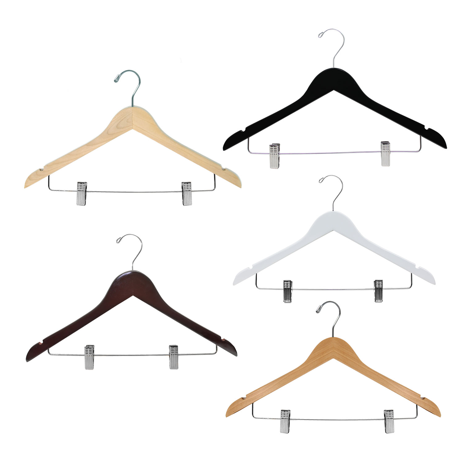 17″ Wood Suit Hanger with Clips-HW03 Series 4