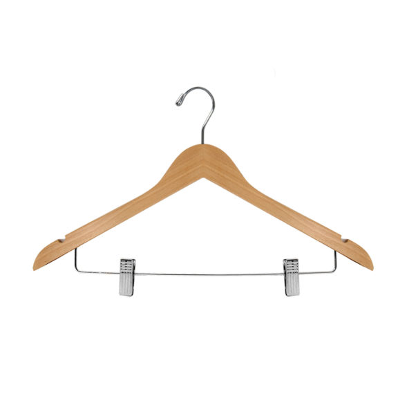 17″ Wood Suit Hanger with Clips-HW03 Series 6
