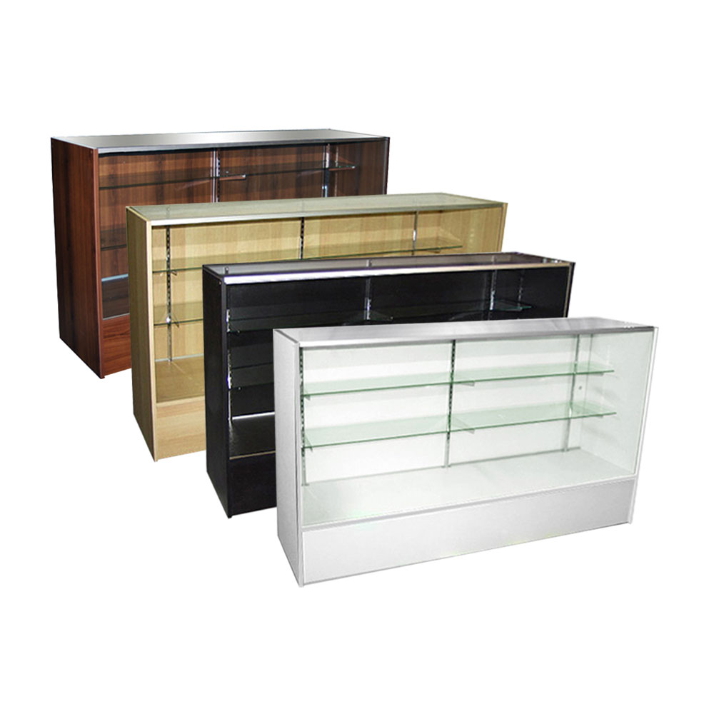 ITEM# SC6WAL 6’ Full Vision Retail Glass Display Case In Walnut Will Ship 
